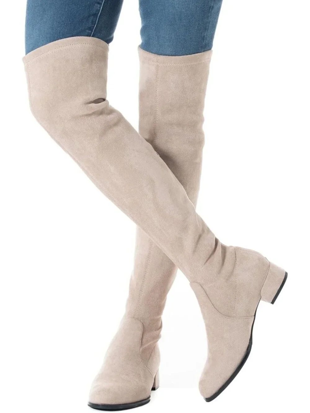 Stylish Over the Knee Suede Boots | Thigh High Block Heels | Winter Comfort